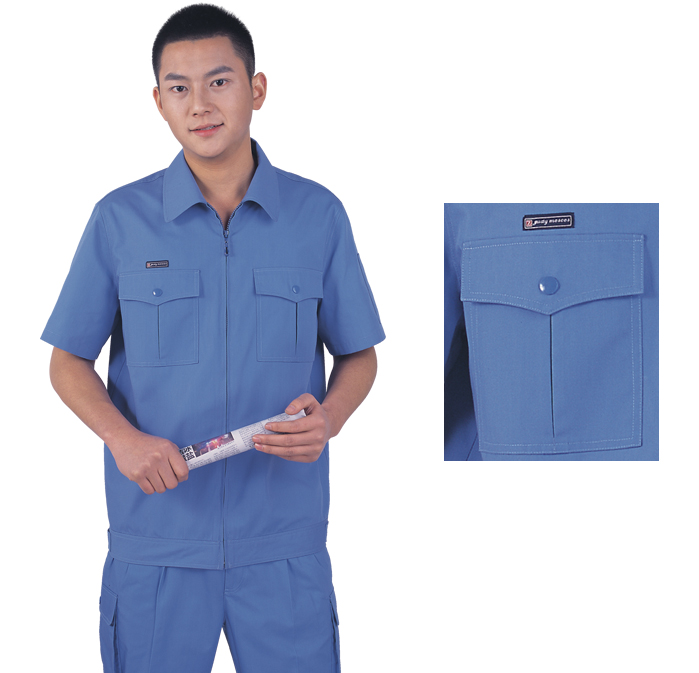 短袖工作服 精細(xì)帆布淺藍套裝